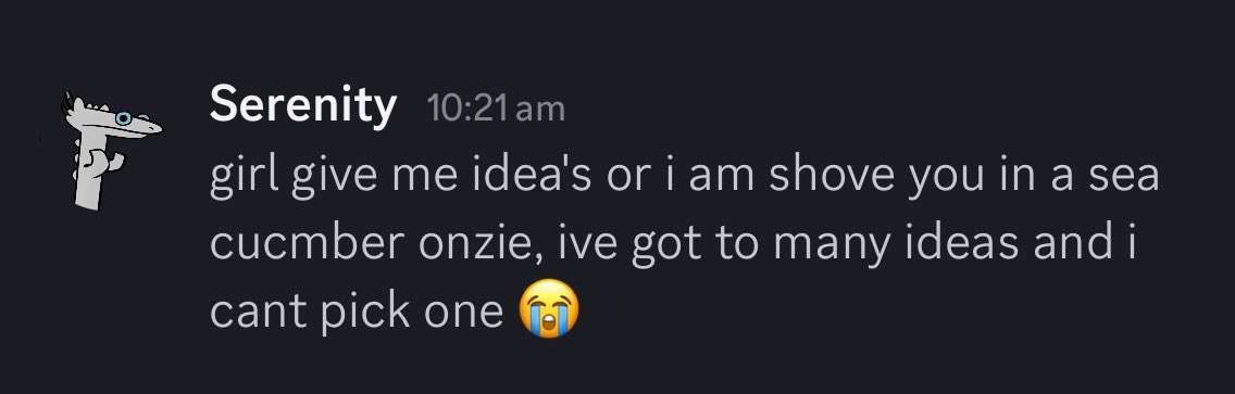 KitawasArt's tweet image. Okay but a sea cucumber inside would be cute tho 👀👀
@Serenity_Dragon