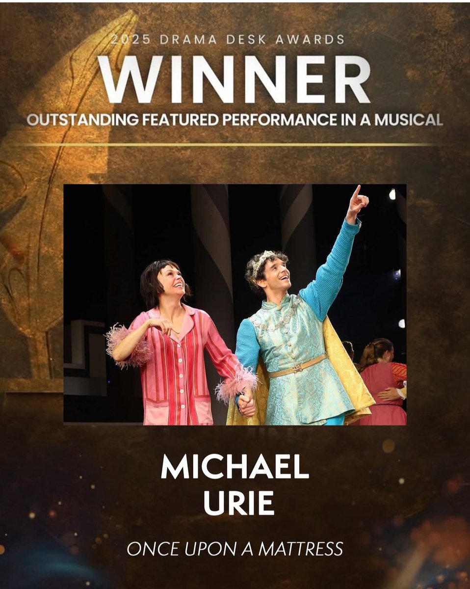 Michael Urie (@michaelurie) on Twitter photo Major thanks to the lovely folks at the <a href="/DramaDeskAwards/">Drama Desk Awards</a>, this means so much to me what a happy ending to my year and a half with Prince Dauntless in Once Upon a Mattress on #Broadway Major thanks to the lovely folks at the <a href="/DramaDeskAwards/">Drama Desk Awards</a>, this means so much to me what a happy ending to my year and a half with Prince Dauntless in Once Upon a Mattress on #Broadway