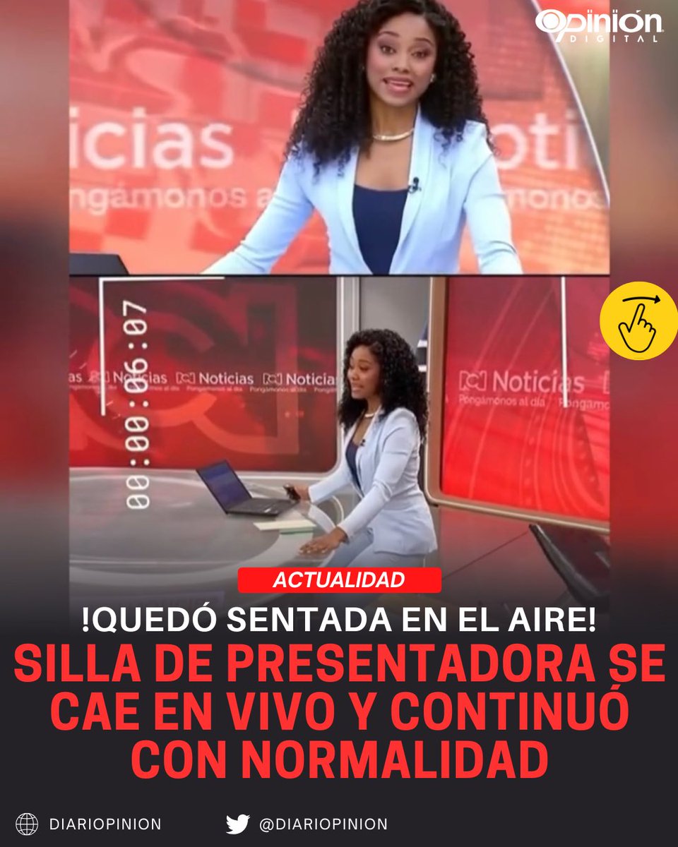 diariopinion's tweet image. #Atención | Rossy #Lemos, reconocida #periodista de #RCN, se volvió viral tras protagonizar un momento inesperado y digno de admirar: ¡su silla se deslizó en plena transmisión en vivo y ella continuó informando como una #profesional de hierro! 👉 l8.nu/-wzM