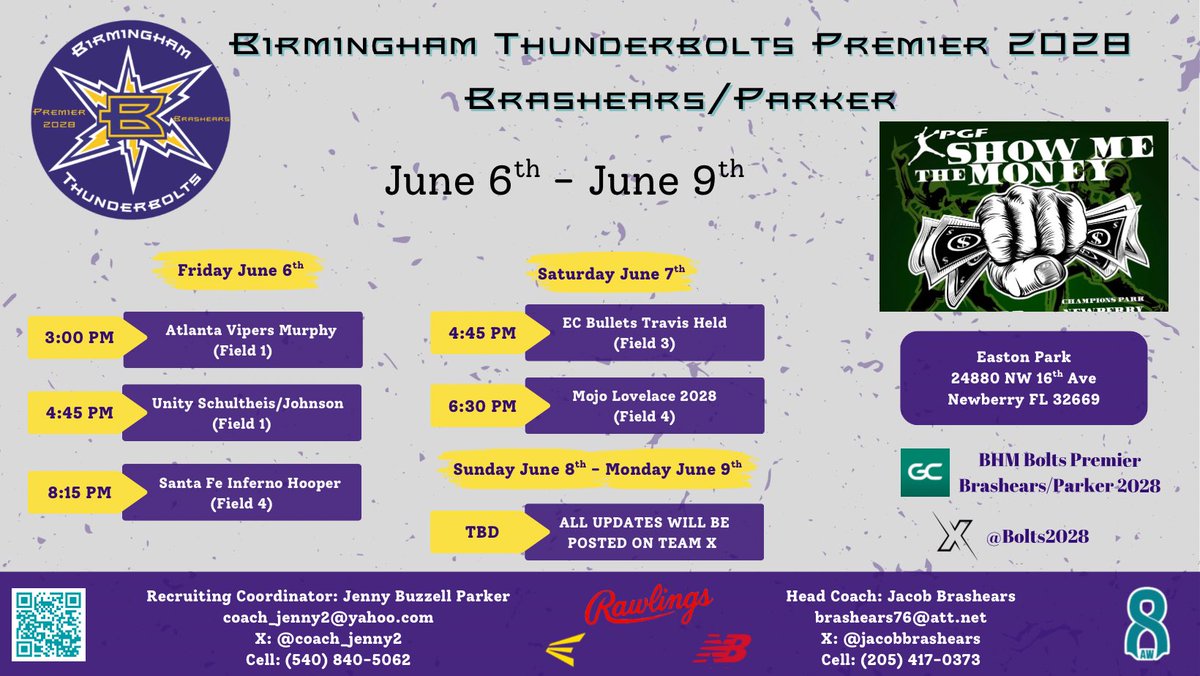 Samantha Johnson (@sam_johnson99) on Twitter photo It’s almost time to ⏰ in!
Schedule is out and I can’t wait to hit the dirt with my ⚡️teammates.
<a href="/BHMBoltsOrg/">Birmingham Thunderbolts Organization</a> <a href="/Bolts2028/">Bham Bolts 2028 Premier | Brashears/Parker</a> <a href="/coach_jenny2/">Jenny Buzzell-Parker</a> <a href="/dtc81/">David Crockett †</a> <a href="/jacobbrashears/">Jacob Brashears</a> <a href="/E_johnson3011/">eric johnson</a>
#BHMboltsMade It’s almost time to ⏰ in!
Schedule is out and I can’t wait to hit the dirt with my ⚡️teammates.
<a href="/BHMBoltsOrg/">Birmingham Thunderbolts Organization</a> <a href="/Bolts2028/">Bham Bolts 2028 Premier | Brashears/Parker</a> <a href="/coach_jenny2/">Jenny Buzzell-Parker</a> <a href="/dtc81/">David Crockett †</a> <a href="/jacobbrashears/">Jacob Brashears</a> <a href="/E_johnson3011/">eric johnson</a>
#BHMboltsMade
