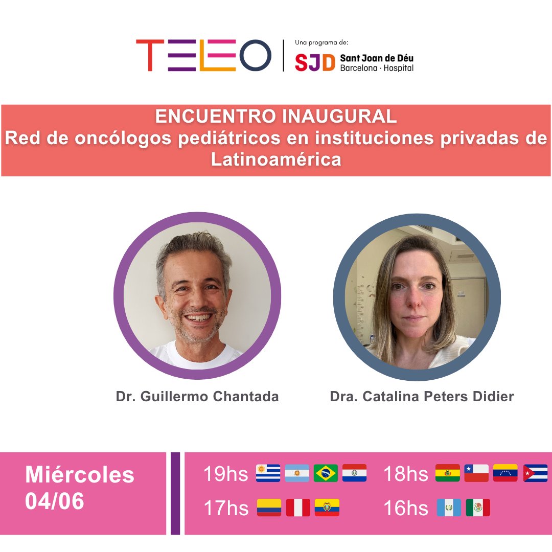 ¿Eres oncólogo pediatra en una institución privada de LATAM? ¡No te pierdas esta oportunidad!
Red colaborativa regional para potenciar la investigación, networking, discusión de casos, formación y más.

📆 Reunión inaugural: miércoles 4 de junio
🔗 Súmate: shorturl.at/TMKz8