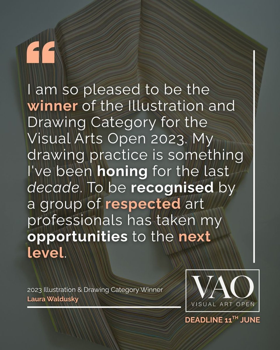 VisualArtOpen's tweet image. We&apos;re proud to spotlight Laura Waldusky, who took home the Illustration &amp;amp; Drawing Category prize in the 2023 Visual Art Open.

Think your work deserves recognition?
🗓️ Deadline: 11th June
📩 Enter now: visualartopen.com

#VAO2024 #VisualArtOpen