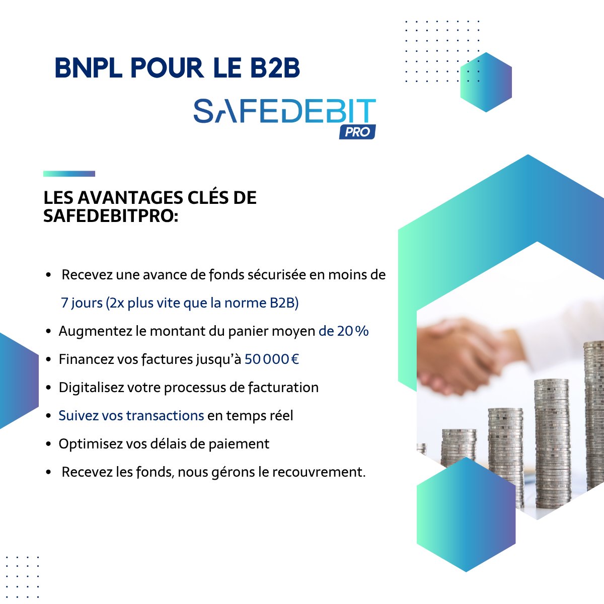💡 En 2025, la gestion de trésorerie est un enjeu stratégique.
Avec #SafeDebitPro :
✅ Financement B2B jusqu’à 50k€
✅ Paiements 2x plus rapides
✅ Panier moyen +20%
✅ 100% digital
🔗 sspayment.com/financement-b2…
#PME #Fintech #CashFlow