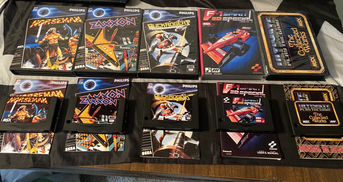 themsxlovers's tweet image. Un buen amigo nos ha pedido unas ediciones para su MSX muy especiales ya que su MSX2+ no tiene reproducor de cassette y la disquetera esta rota:
-Norseman
-Zaxxon
-Buck Rogers.
-F1 Spirit 3D
-Ultimate collected Works MSX
Que los disfrutes crack !!