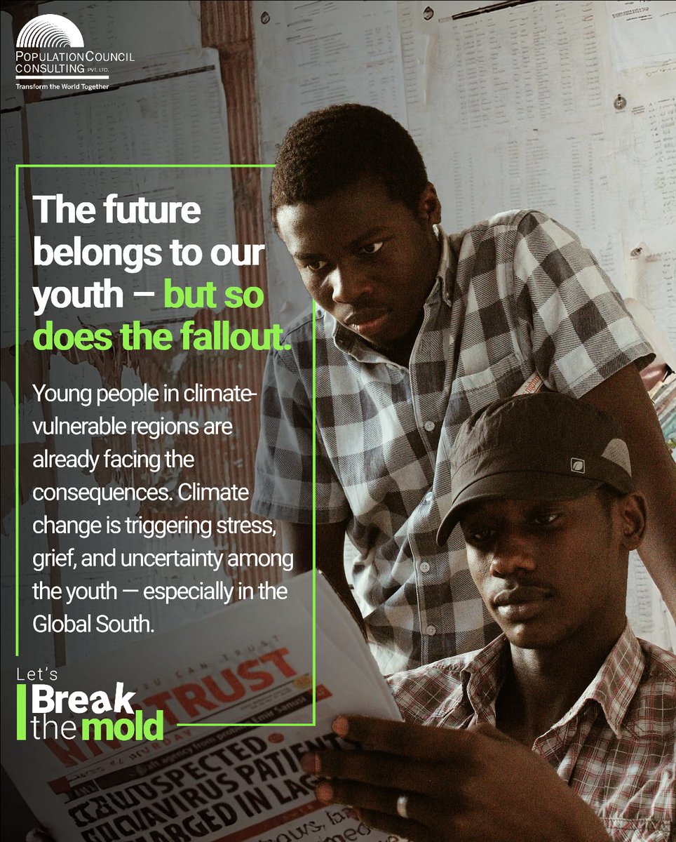 For young people, climate change is a daily source of anxiety, displacement, and disrupted dreams.
From Latin America to South Asia, our global research shows how climate-linked stressors are already affecting the mental health of adolescents. 
🧵 (1/3)
#BreakTheMold
