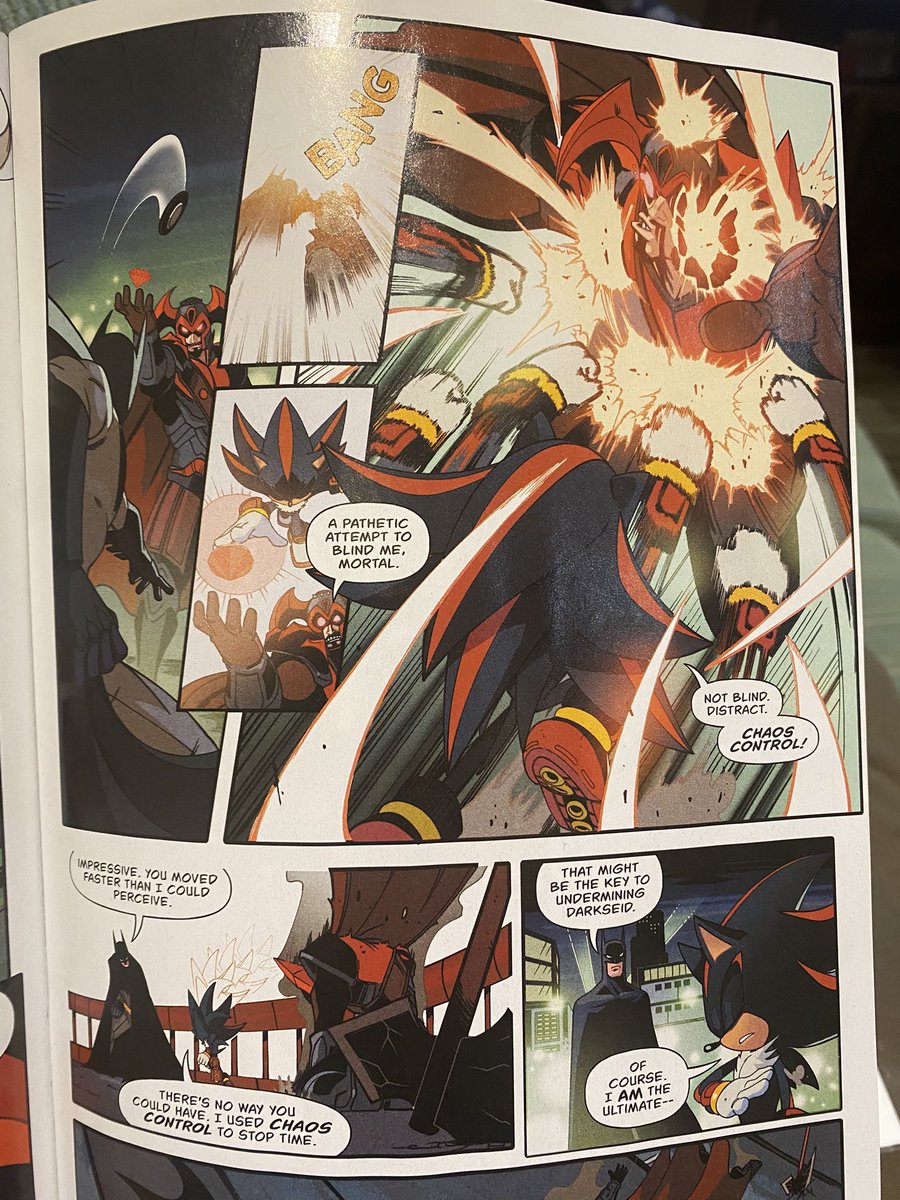 mediafanatic25's tweet image. this is why Shadow is my favourite Sonic character. look at this shit man, Bro one shotted Steppenwolf in seconds with him going “ORA ORA ORA”, called Darkseid pathetic TO HIS FACE. Also that pose with Chaos Control against Darkseid is one of the coldest panels I’ve ever seen