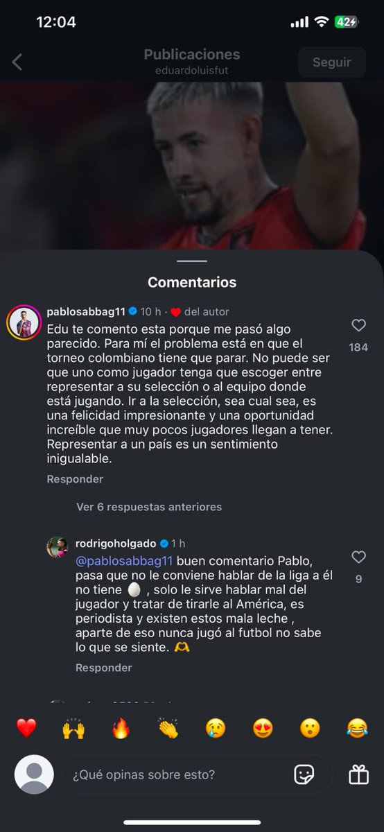 Leonel Cerrudo 🎙️ (@leonelcerrudo) on Twitter photo 🙈🙊😱 La respuesta de Rodrigo Holgado, delantero de <a href="/AmericadeCali/">América de Cali</a> a Pablo Sabbag, ex Deportivo Cali que se encuentra en Corea, a la publicación de Eduardo Luis en Instagram sobre el tema de su ida a la Selección de Malasia 🇲🇾
🤔 ¿Qué piensan? Para mí, todo es respetable. 🙈🙊😱 La respuesta de Rodrigo Holgado, delantero de <a href="/AmericadeCali/">América de Cali</a> a Pablo Sabbag, ex Deportivo Cali que se encuentra en Corea, a la publicación de Eduardo Luis en Instagram sobre el tema de su ida a la Selección de Malasia 🇲🇾
🤔 ¿Qué piensan? Para mí, todo es respetable.