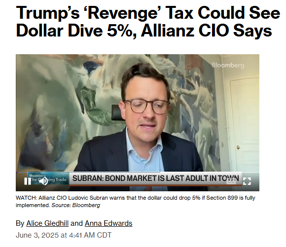 π¨ BREAKING : Allianz SE avverte: se passa la Sezione 899, le azioni potrebbero crollare del 10% e il dollaro USA scendere del 5%! π¨π¨