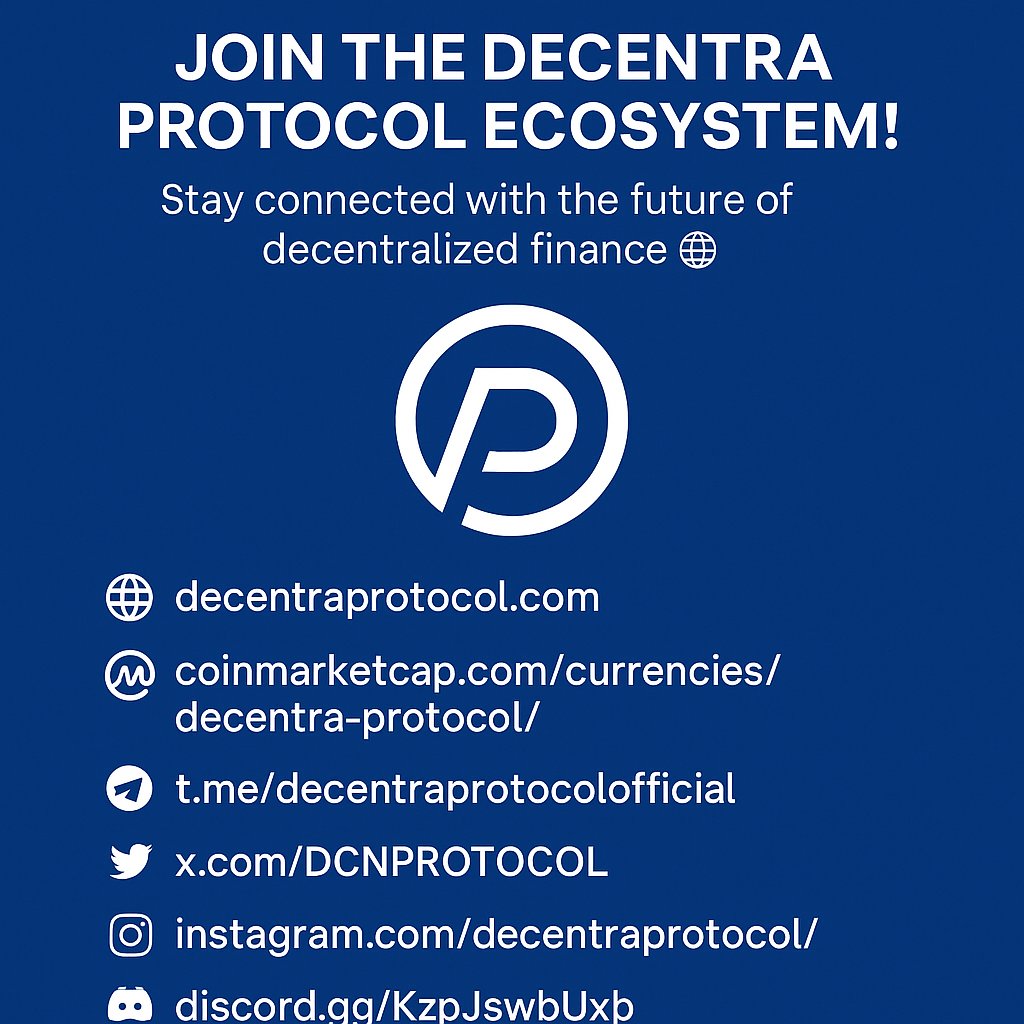 DCNPROTOCOL's tweet image. 🚀 Join the #DecentraProtocol Ecosystem!
Stay connected with the future of DeFi 🌐

🔗 Links:
🌍 decentraprotocol.com
📊 bit.ly/DCNcmc
📨 t.me/decentraprotoc…
🐦 x.com/DCNPROTOCOL
📸 instagram.com/decentraprotoc…
💬 discord.gg/KzpJswbUxb
#DCN #Crypto #Web3