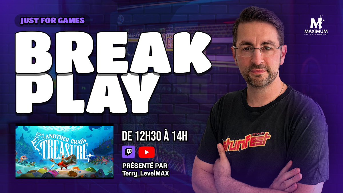 Terry & aussi sur ciel bleu (@terry_levelmax) on Twitter photo RDV à 12h30 sur la chaine de <a href="/MaxEnt_FR/">Maximum Entertainment France</a> pour un #BreakPlay soul-océan avec #anothercrabstreasure
RAPPEL: RDV samedi à 15h pour l'émission n°32 avec <a href="/Mattlefou/">Matt Murdock</a> en guest, #BladesOfFire à gagner
Twitch : twitch.tv/justforgamesfr
Youtube : youtube.com/watch?v=Xo5LTV… RDV à 12h30 sur la chaine de <a href="/MaxEnt_FR/">Maximum Entertainment France</a> pour un #BreakPlay soul-océan avec #anothercrabstreasure
RAPPEL: RDV samedi à 15h pour l'émission n°32 avec <a href="/Mattlefou/">Matt Murdock</a> en guest, #BladesOfFire à gagner
Twitch : twitch.tv/justforgamesfr
Youtube : youtube.com/watch?v=Xo5LTV…