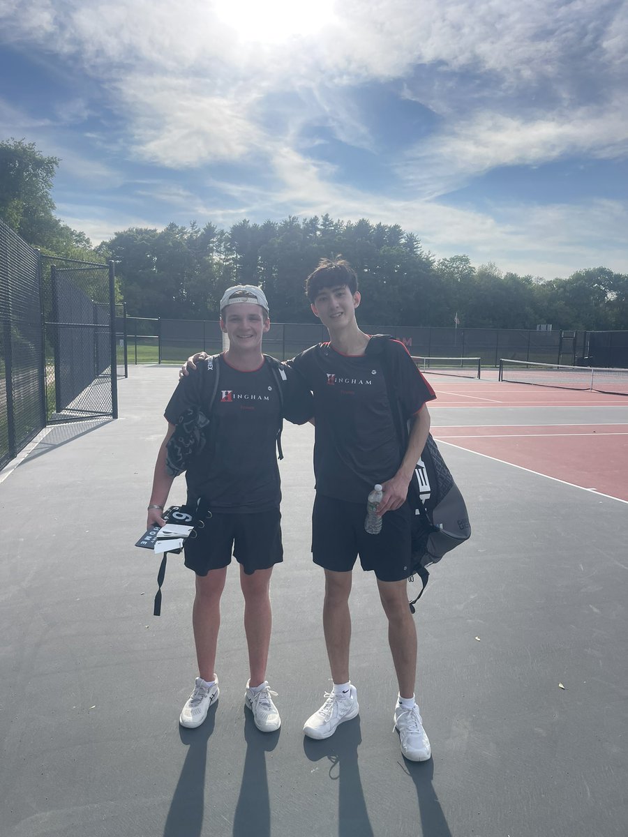 Huge win for the boys today facing a tough Burlington squad. Hingham came out firing and got the victory 4-1. Onto the quarters this Friday at home 

Senior captains Teddy and Evan  at 1 doubles had a great match. Evan may have the best serve in division 2

We are not done yet!!