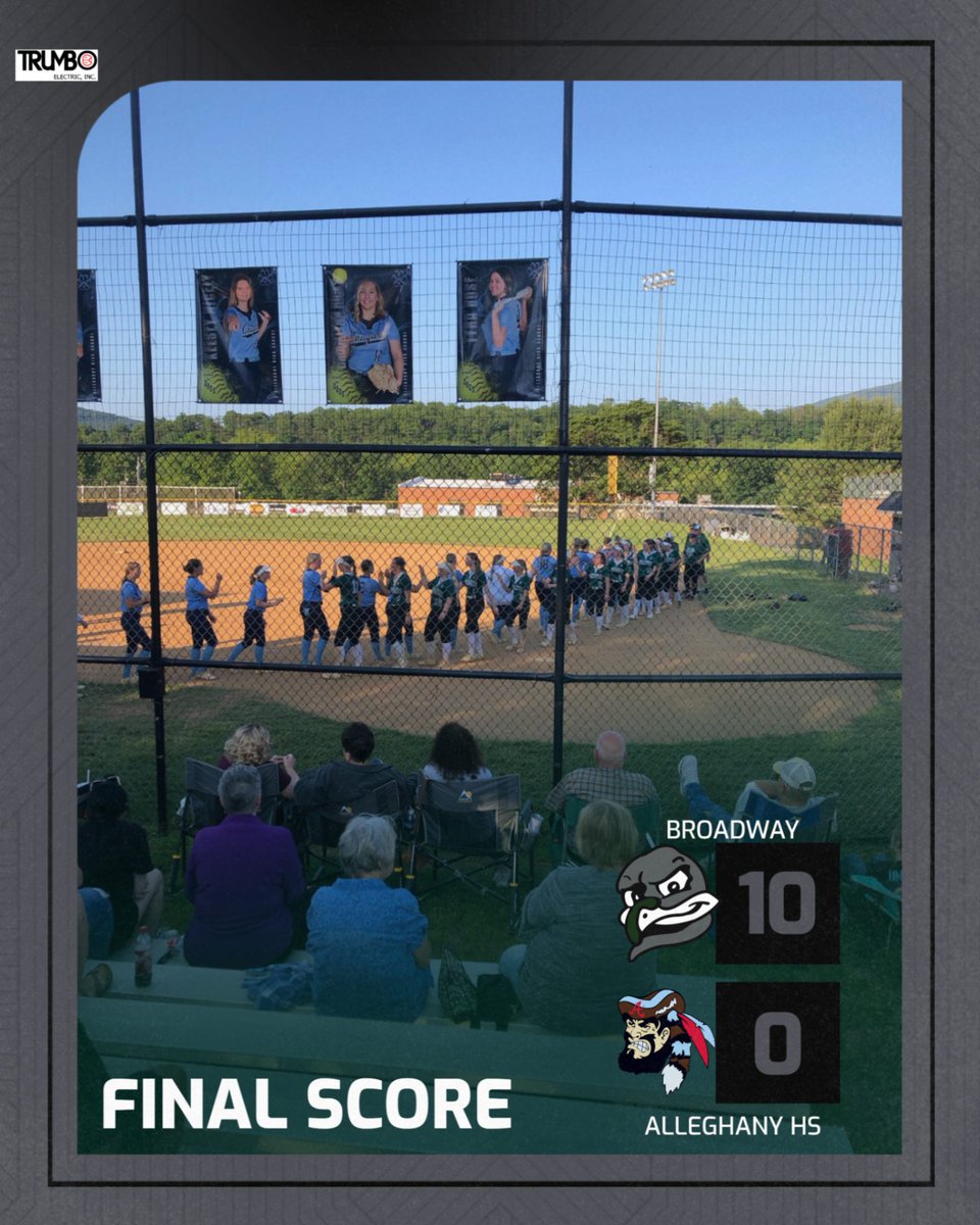 With the win, the Broadway Softball team will advance to the Class 3 Region C Championship game on Thursday at Turner Ashby. Game time is 6:00 pm.  The win also ensures a state playoff game next week.