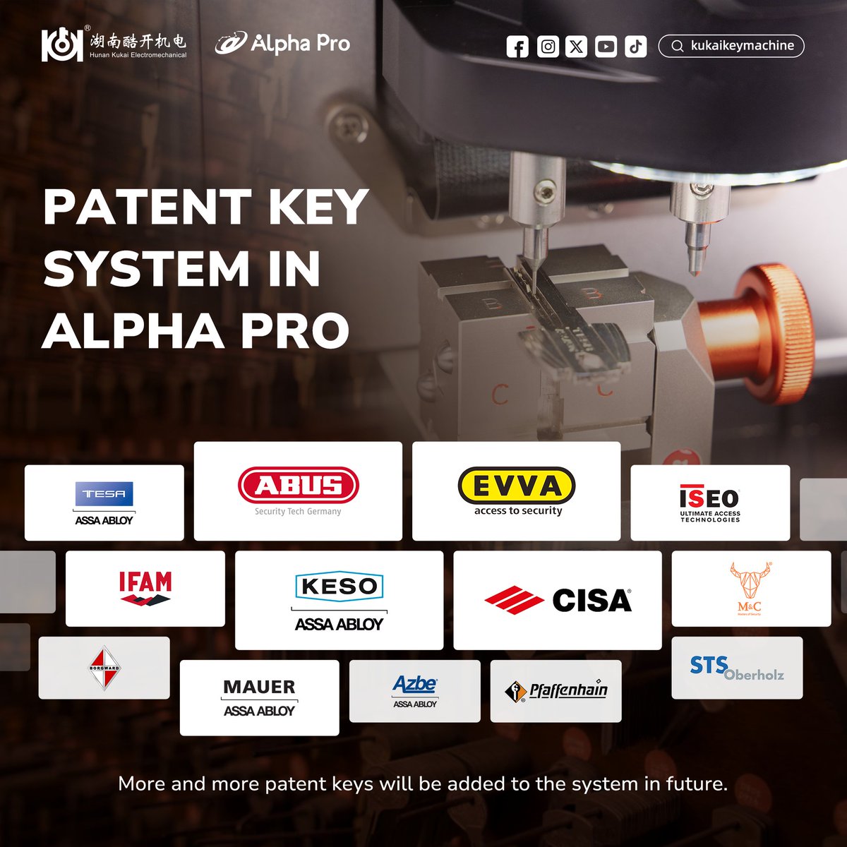 kukaikeymachine's tweet image. 🌟 Alpha Pro&apos;s PATENT KEY SYSTEM is live!
🔐 Now supporting a wide range of patent keys!
We’re here to help locksmiths work smarter, faster, and better. 💪
And guess what? Even more patent keys are on the way — stay tuned! 🔥
#patentkey #locksmith #keymachine