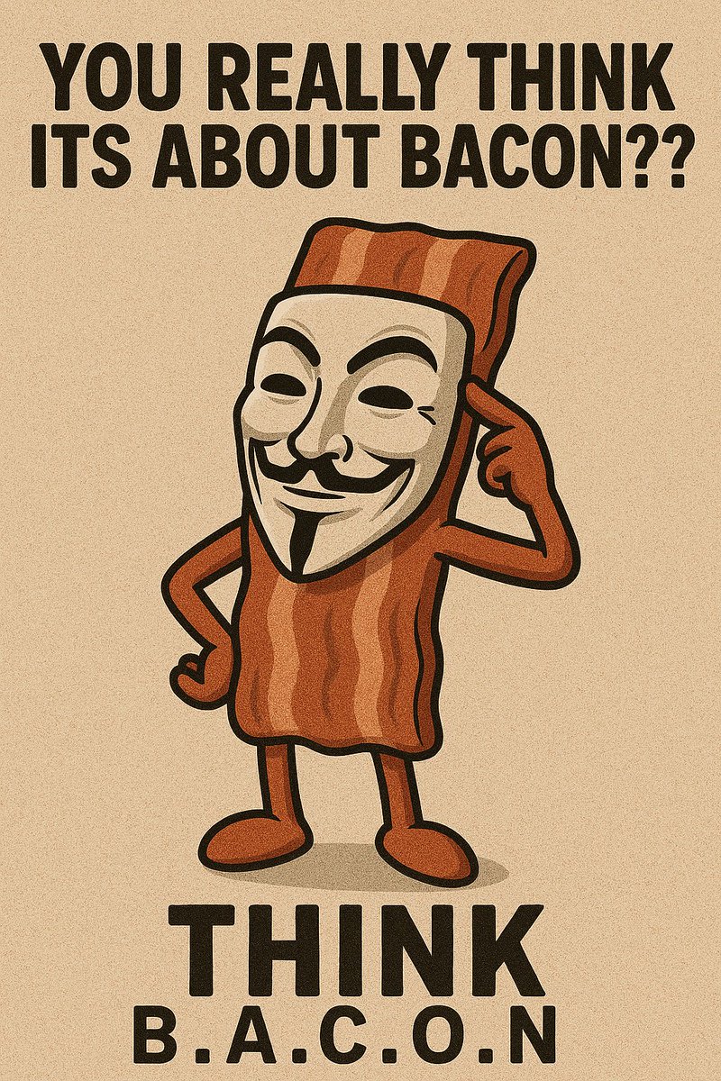 BaconWifMask's tweet photo. You Really Think its about Bacon???

Think B.A.C.O.N ...

#BWIF #BaconWifMask #MaskYourBacon #SolanaMemeCoin #CryptoMeme #NotJustAMeme #FryTheSystem https://t.co/YPDNb92VTv