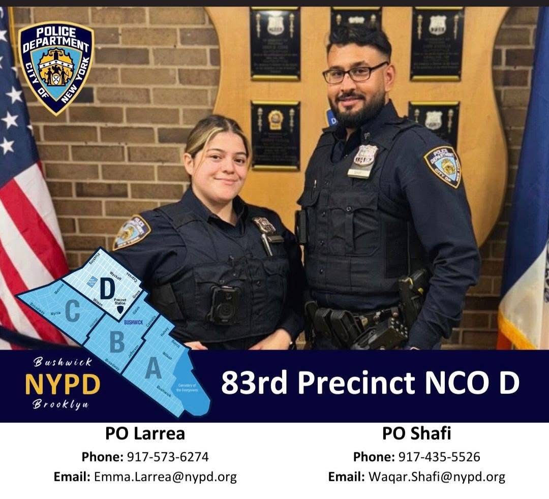TOMORROW:
NCO DAVID invites you to their BUILD THE BLOCK meeting on Wednesday, June 6th, AT 6pm. 

Bautista Central Church 
260 Knickerbocker Ave

Come join Officers Larrea &amp; Shafi to hear what is going on in your sector. 
Bring your questions, concerns, and your neighbors!