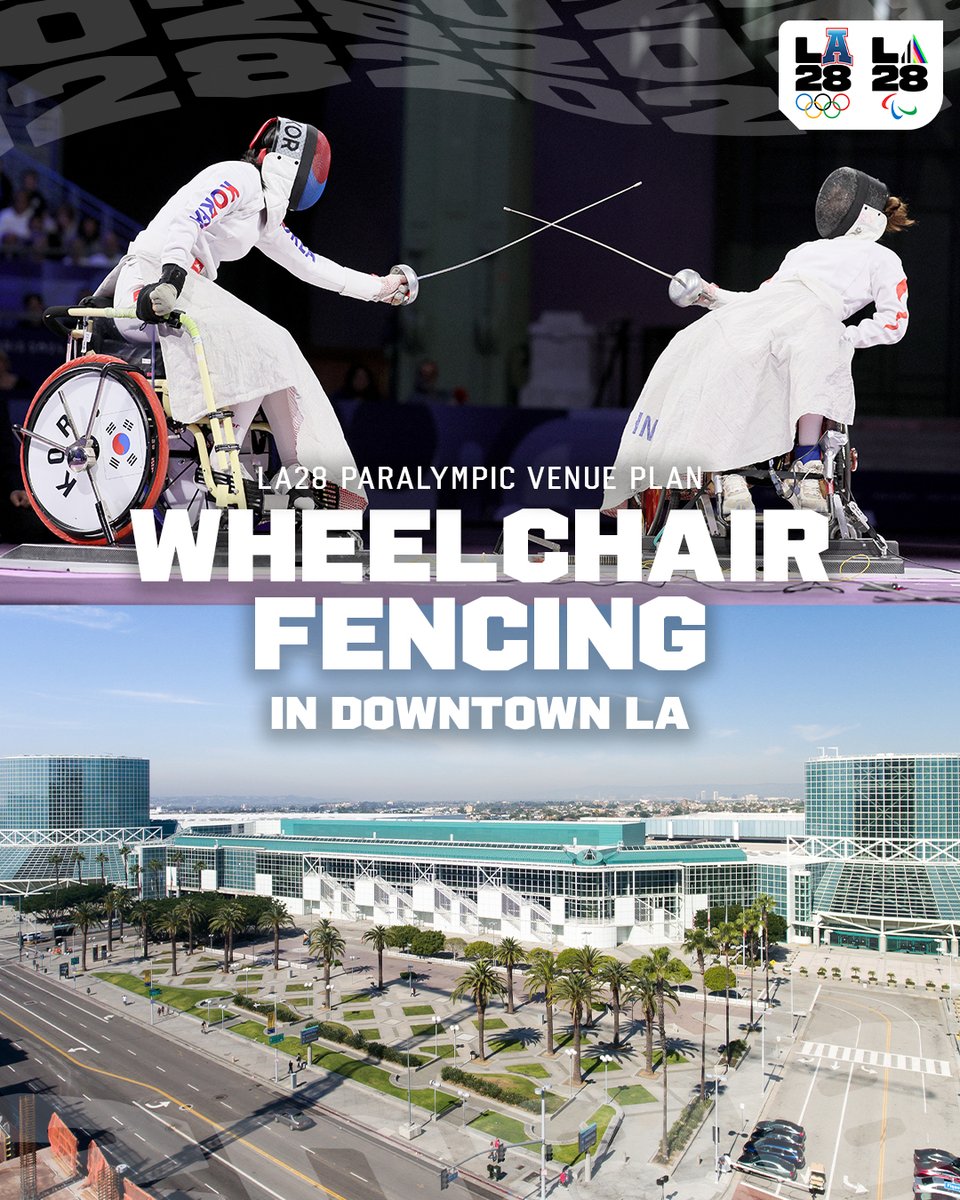 LA28 (@la28) on Twitter photo A bout of competition in Downtown Los Angeles.⭐️
Wheelchair Fencing will be steeling itself for victory and touching greatness from the Convention Center in Downtown Los Angeles at the 2028 Paralympic Games.
<a href="/Paralympics/">Paralympic Games</a> | <a href="/ConventionLA/">LA Convention Center</a> | <a href="/parafencing/">World Para Fencing</a> A bout of competition in Downtown Los Angeles.⭐️
Wheelchair Fencing will be steeling itself for victory and touching greatness from the Convention Center in Downtown Los Angeles at the 2028 Paralympic Games.
<a href="/Paralympics/">Paralympic Games</a> | <a href="/ConventionLA/">LA Convention Center</a> | <a href="/parafencing/">World Para Fencing</a>