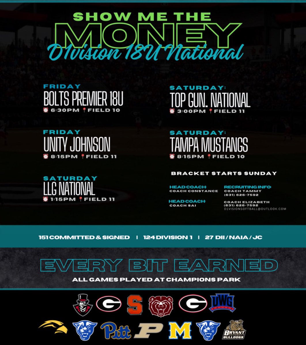 It’s almost GO TIME!!! Come check out this dynamic team!!! #Showmethemoney #Everybitearned #DawgMentality <a href="/d1vision_sb/">D1VISION Softball</a>