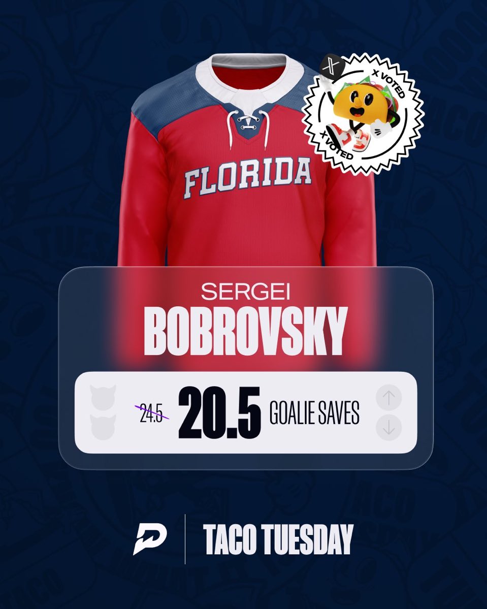 🌮 Taco Tuesday recap (so far): 1-1

Paul Skenes 4.5 K's ✅
Napheesa Collier 18.5 pts ❌ (had 18)
Sergei Bobrovsky 20.5 saves ⏳

Updated 2025 Taco Tuesday record: 45-20-2