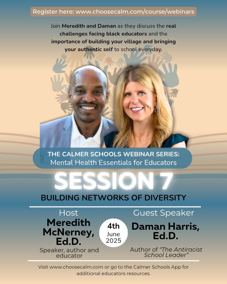 Meredith McNerney (@calmerschools) on Twitter photo 🎓 Calmer Schools Webinar Series: Mental Health Essentials for Educators
S... calmerschools.com
#CalmerSchools #MentalHealthForEducators #DrDamanHarris #TheAntiracistLeader #BondProject #BlackEducatorsMatter #InclusiveEducation #EquityInSchools #EducatorWellness 🎓 Calmer Schools Webinar Series: Mental Health Essentials for Educators
S... calmerschools.com
#CalmerSchools #MentalHealthForEducators #DrDamanHarris #TheAntiracistLeader #BondProject #BlackEducatorsMatter #InclusiveEducation #EquityInSchools #EducatorWellness