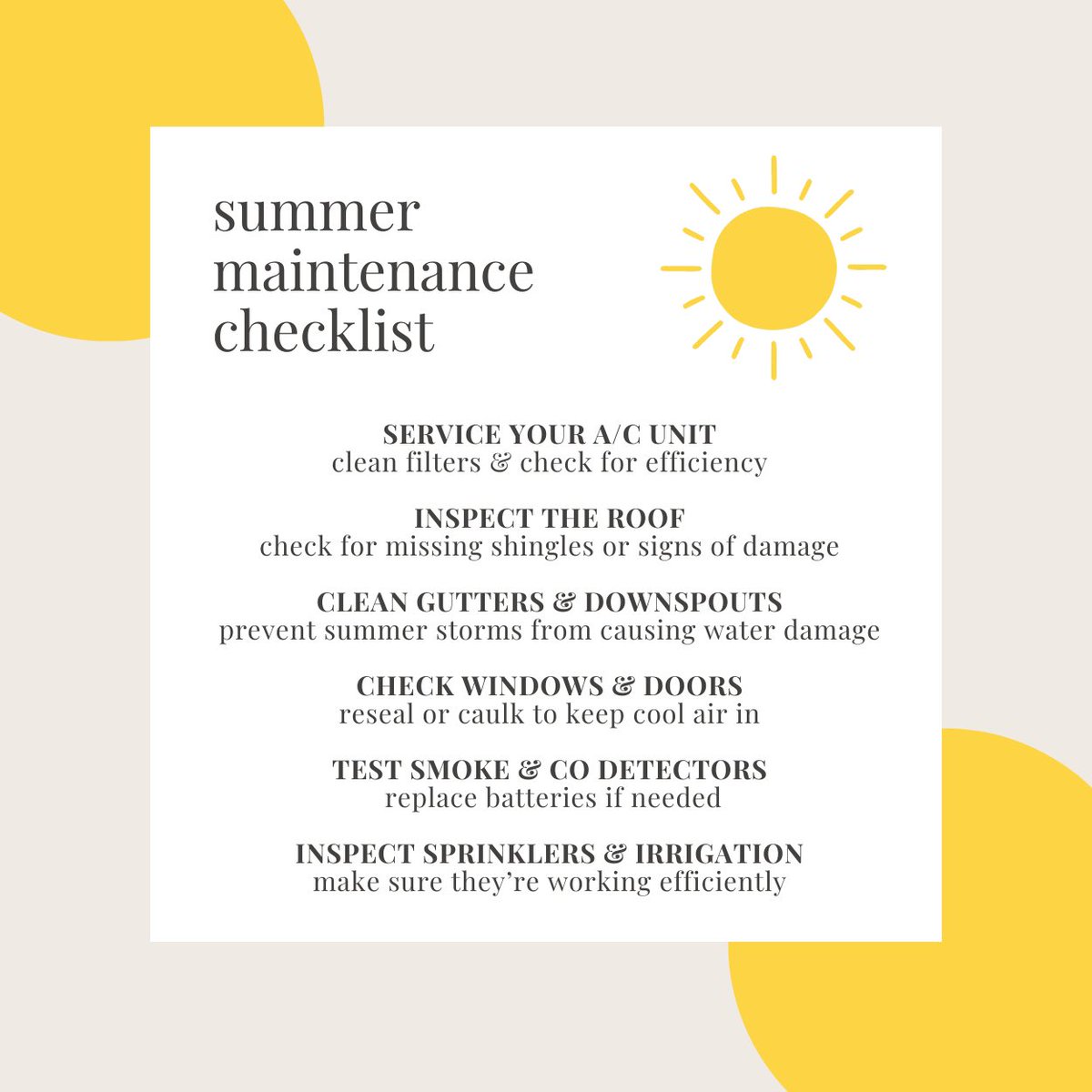GreatFindsNH's tweet photo. Summer is here! Keep your home in top shape with this quick checklist. Thinking about listing your home? These steps will help it shine for buyers!  When your on the market to #buy or #sell a #home in New Hampshire, contact me.  Lisa at Sky Realty.  #603realty #nhhomes #nhrealtor https://t.co/DwlmnF1cPp