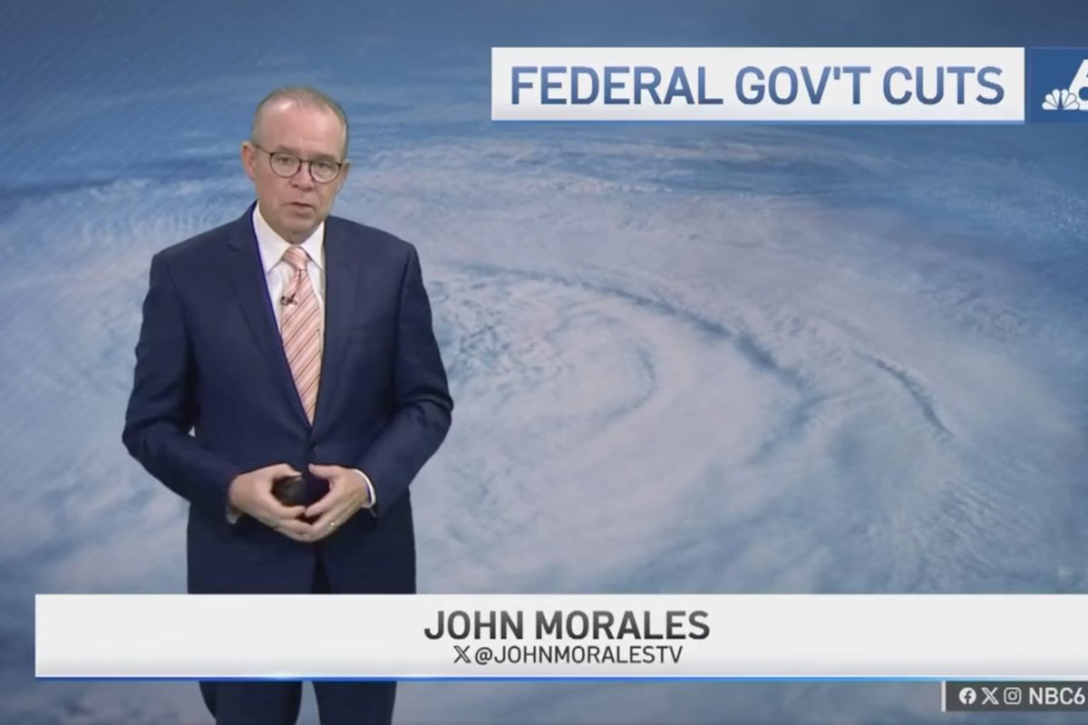 Meteorologist Warns Trump Cuts Will Have Dire Consequences on Live TV

John Morales, who has been a meteorologist for 40 years, warned that weather forecasts are about to get bad this hurricane season.

newrepublic.com/post/196034/me…