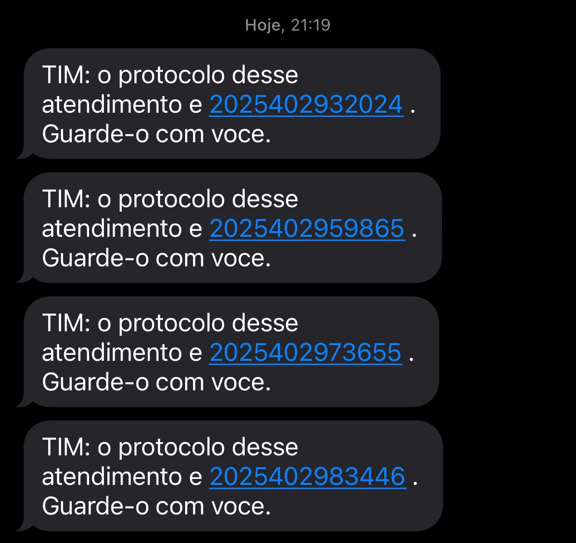 salgurgel's tweet photo. Um vergonha o atendimento da operadora @TIMBrasil .olha o tanto de protocolo que tem? Pessimos atendentes ,e fora as quantidades de falhas que encerraram as ligações https://t.co/zkJZbrZoOf