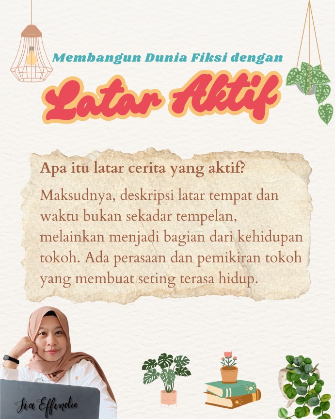 Kadang, nulis deskripsi seting agak diabaikan karena udah seru sendiri sama plot, karakterisasi, dan konflik. Padahal, latar itu bisa menimbulkan konflik dan memperkenalkan tokoh. Gimana tekniknya? Ikutan kelas Latar Aktif aja. Daftar di sini: bit.ly/lataraktif