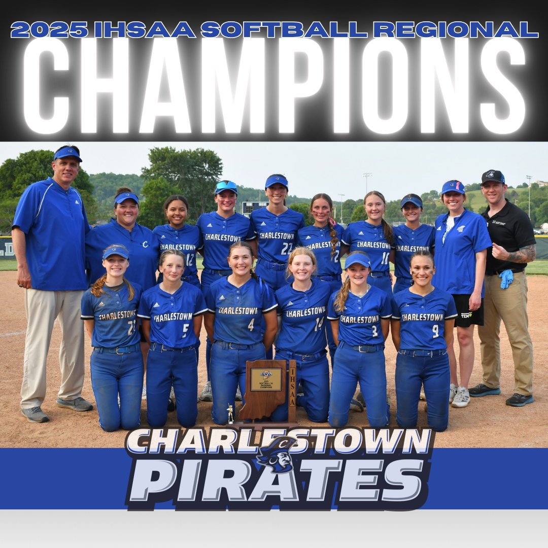 Charlestown Lady Pirates Softball (@charlestown_sb) on Twitter photo AND THEN THERE WERE EIGHT!!
2025 Regional Champions and heading to Semi-State!!!
WE defeated Franklin County 9-4 to claim our first regional title since 1997 and just the second in school history.
<a href="/IHSAA1/">IHSAA</a> <a href="/CHS__Pirates/">CHS Pirate Athletics</a> <a href="/MSConference/">Mid-Southern Conference</a> <a href="/patmurphyNT/">Patrick Murphy</a> <a href="/joshcookNT/">Josh Cook</a> <a href="/WPMQ993/">WPMQ</a> AND THEN THERE WERE EIGHT!!
2025 Regional Champions and heading to Semi-State!!!
WE defeated Franklin County 9-4 to claim our first regional title since 1997 and just the second in school history.
<a href="/IHSAA1/">IHSAA</a> <a href="/CHS__Pirates/">CHS Pirate Athletics</a> <a href="/MSConference/">Mid-Southern Conference</a> <a href="/patmurphyNT/">Patrick Murphy</a> <a href="/joshcookNT/">Josh Cook</a> <a href="/WPMQ993/">WPMQ</a>