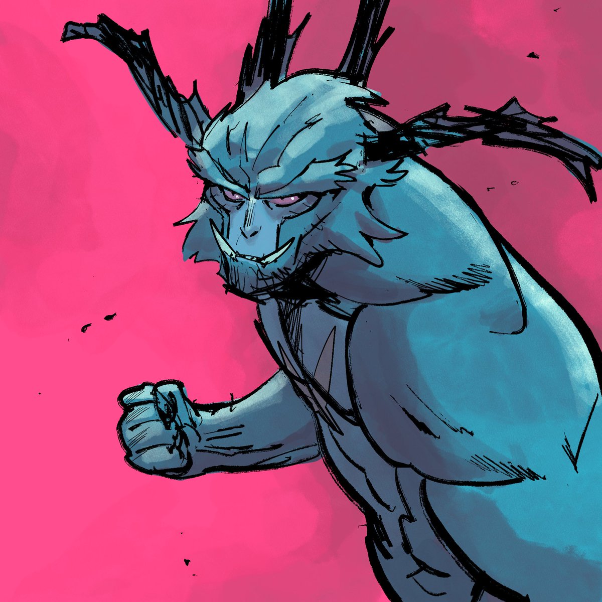 ianlaser's tweet image. A Devil Ape for your eye ballz. Drawn in procreate #illustration #cartoon #art