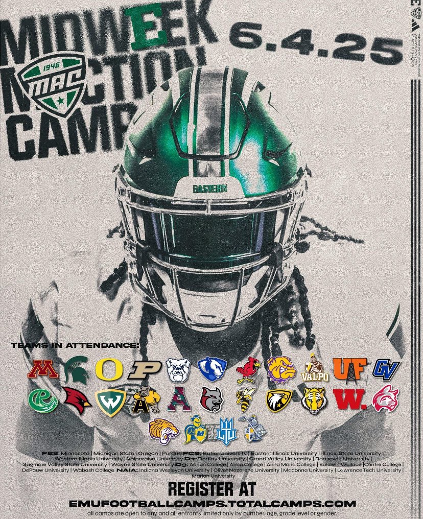 BrayCofield's tweet image. I will be attending Eastern Michigan University’s Midweek Maction Camp Tomorrow!! @EMUFB @BoilerFootball @oregonfootball @GopherFootball @valpoufootball @AdrianCollegeFB @Coach_Creighton @heard88 @_coachpoe @Coach80Cj @coachm16 @Coach_Cofield @RisingStars6
@MIexposure
