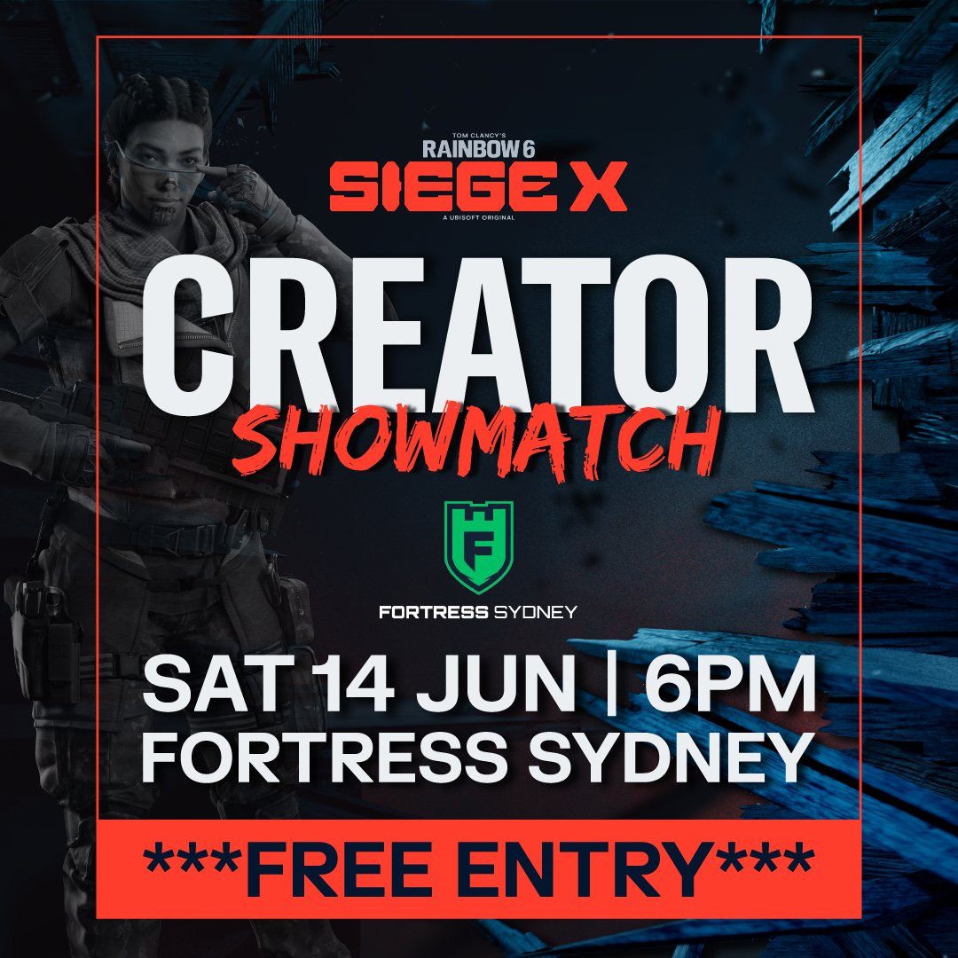 Ubisoft ANZ (@ubisoftanz) on Twitter photo 🚨SYDNEY SIEGE X LAUNCH EVENT 🚨 
We’re kicking off our Siege X era with a HUGE celebration with some of your favourite faces from the Siege community at Fortress Sydney on 14th June… FOR FREE!!! 
More info to come 🔥 🚨SYDNEY SIEGE X LAUNCH EVENT 🚨 
We’re kicking off our Siege X era with a HUGE celebration with some of your favourite faces from the Siege community at Fortress Sydney on 14th June… FOR FREE!!! 
More info to come 🔥
