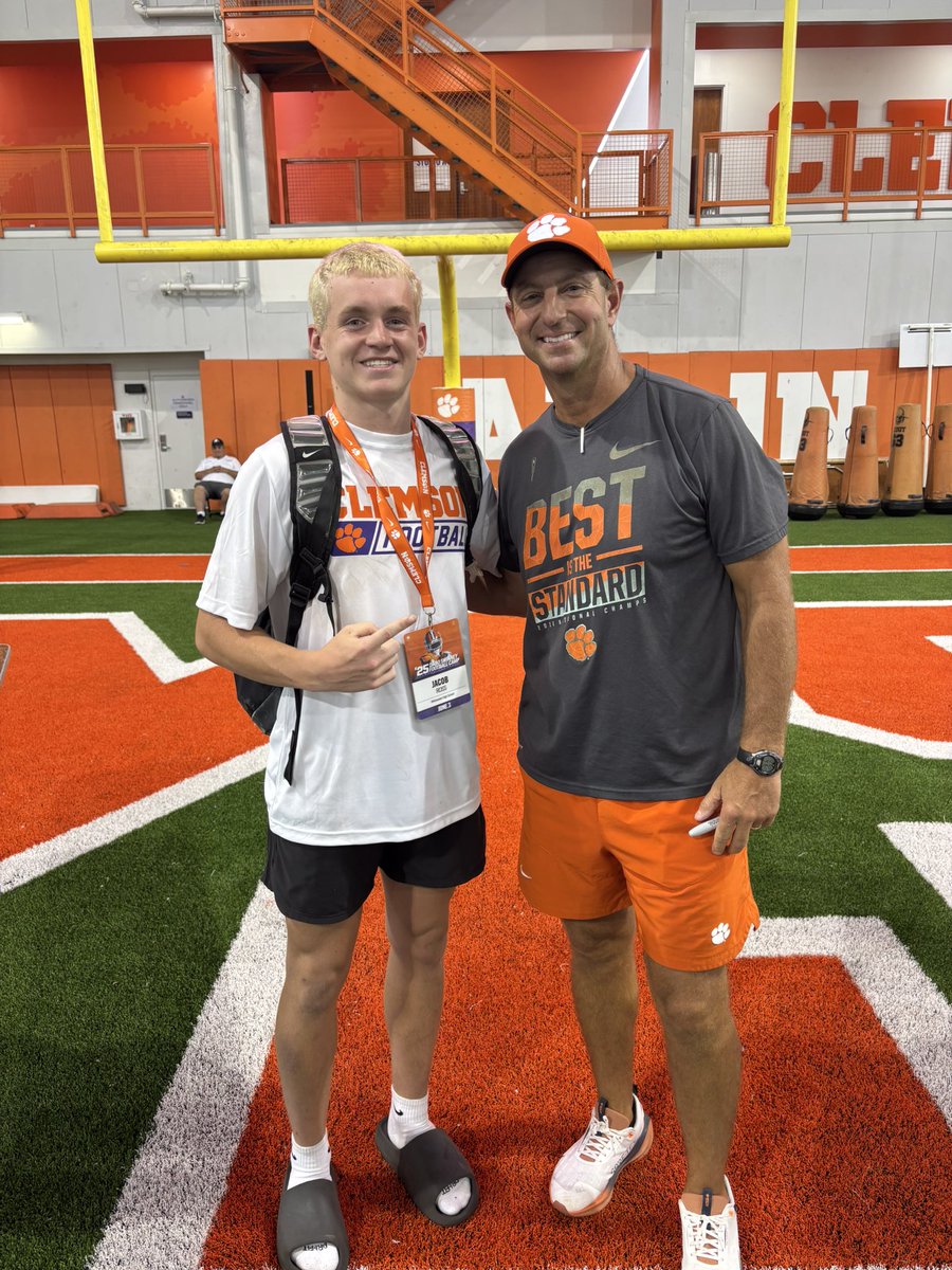 _jacobzross's tweet photo. Grateful for the opportunity to showcase my ability to compete at the Clemson Football Camp today with coach @CJSPILLER, very blessed.  @Cats_Recruiting @WHSAthletics_ @ClemsonFB @247recruiting @coachcfrazier @RecruitGeorgia https://t.co/r5Qa798v8T