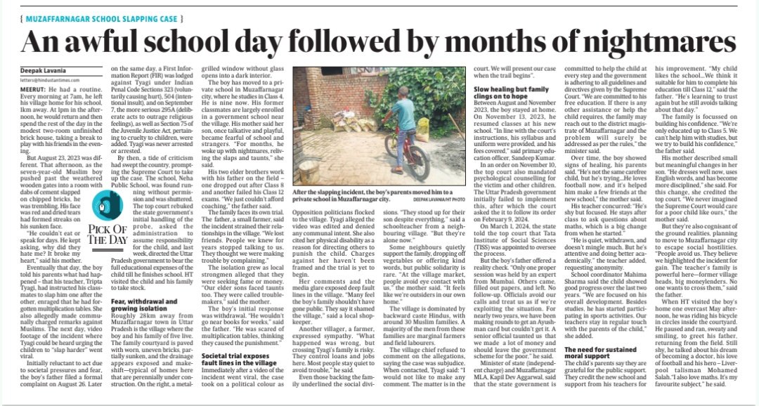 Two years after traumatic slaps by classmates at a teacher's behest in Muzaffarnagar, 9 year old heals with resilience. Once fearful, he now loves Maths. His family faces isolation but fights for justice, supported by the SC, seeking dignity and a brighter future. #Ireport...