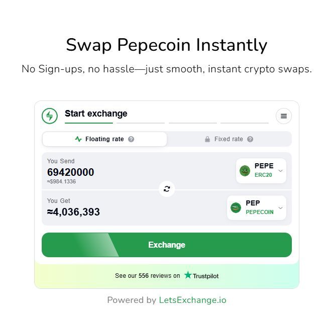 Pepecoin (PEP) (@pepecoinnetwork) on Twitter photo Still holding random coins and tokens?
Time to evolve.
Swap ‘em for Pepecoin at pepecoin.org powered by <a href="/letsexchange_io/">LetsExchange</a>
Make the leap, the frog chain is waiting. 🐸
#Pepecoin #Swapper $PEP Still holding random coins and tokens?
Time to evolve.
Swap ‘em for Pepecoin at pepecoin.org powered by <a href="/letsexchange_io/">LetsExchange</a>
Make the leap, the frog chain is waiting. 🐸
#Pepecoin #Swapper $PEP