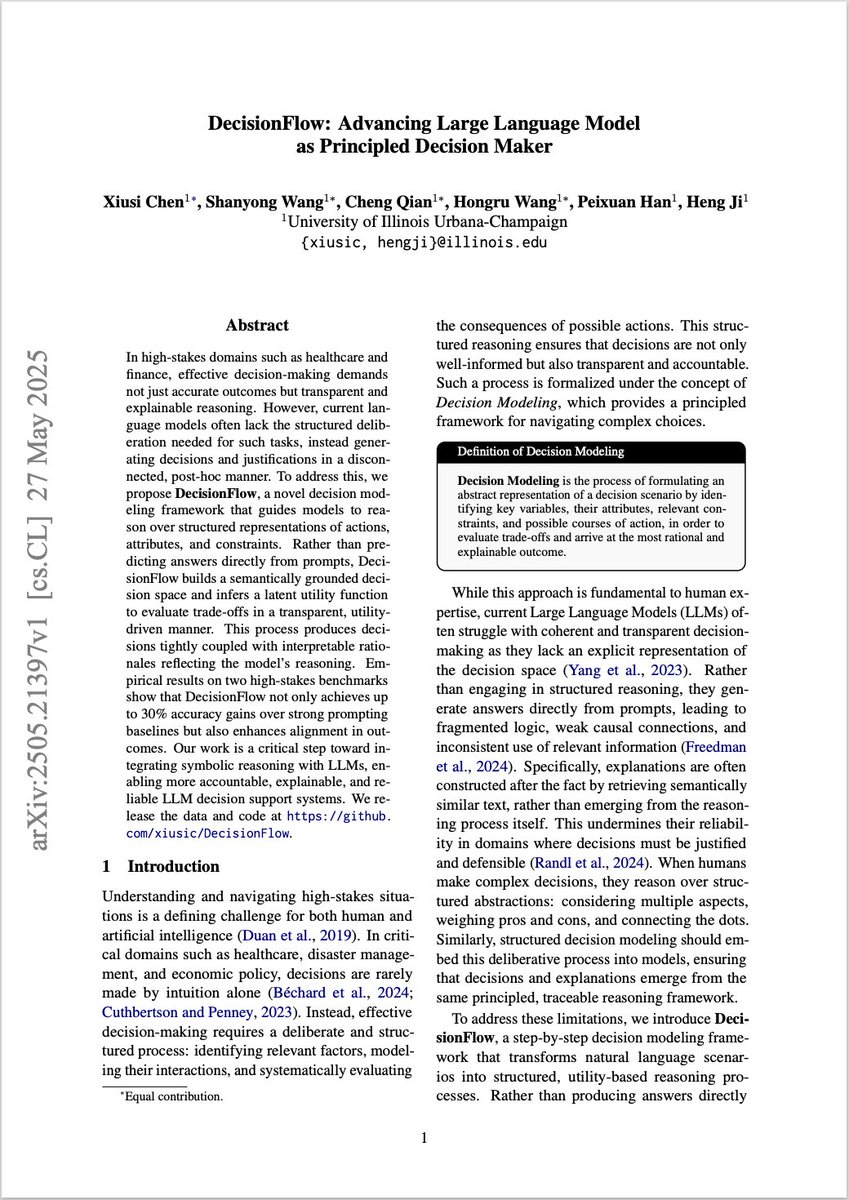 Can LLMs make rational decisions like human experts?

📖Introducing DecisionFlow: Advancing Large Language Model as Principled Decision Maker

We introduce a novel framework that constructs a semantically grounded decision space to evaluate trade-offs in hard decision-making