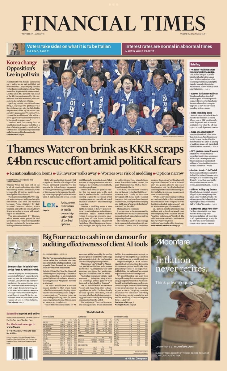 What I'd just say to you is, you have my word that what's being reported on the front page of today's UK Financial Times won't  happen after we privatise NZ's water assets in our second term.
#LyinLuxon #WorstPMEver #CoalitionOfCorruption #NZpol