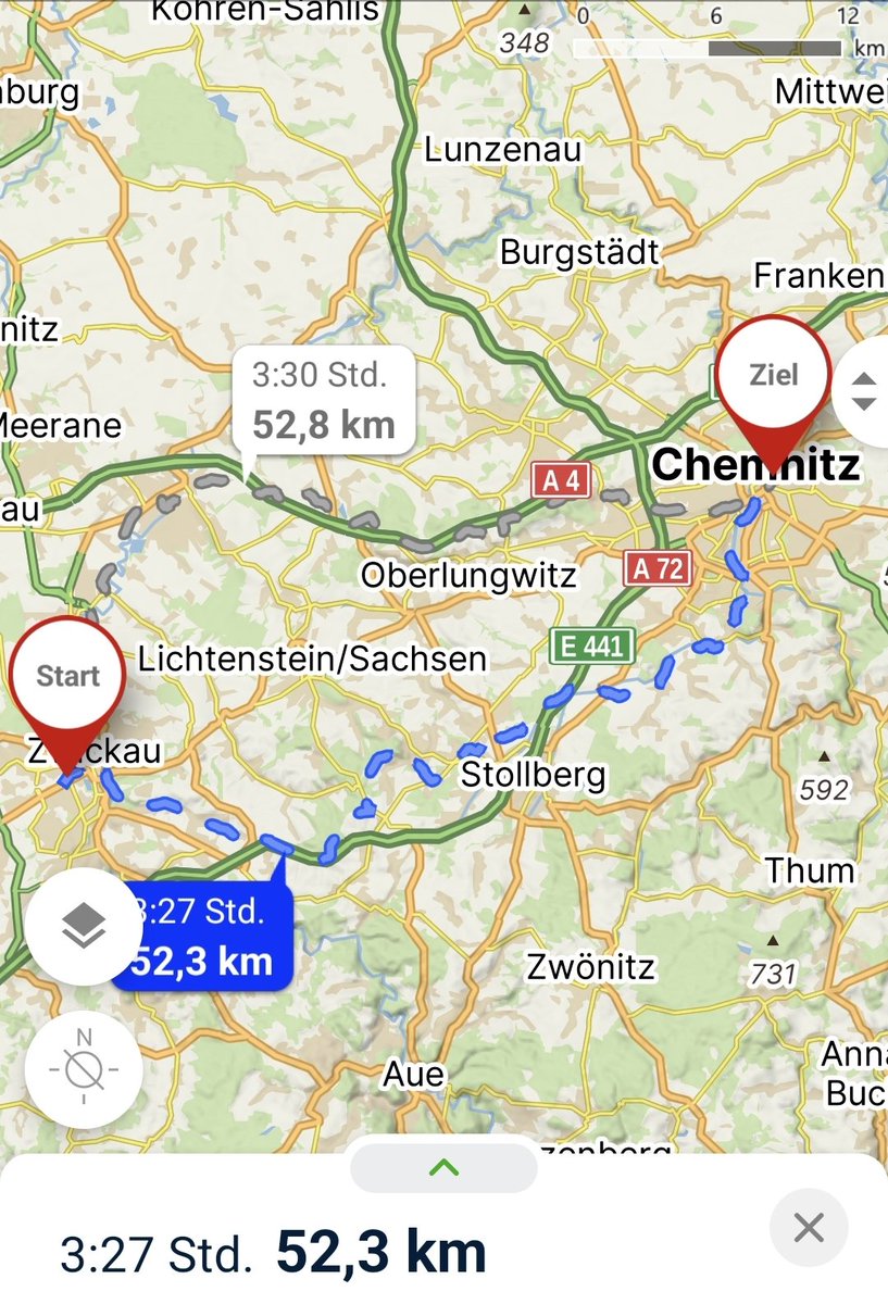 Das ich es nach dem Spiel mit ÖPNV nur noch bis Zwickau schaffe war klar, aber dort 4 Stunden Aufenthalt - gar kein bock! Also bin ich die Nacht einfach 50 km mit dem Klapprad nach Chemnitz gefahren, um von hier den ersten Zug nach Hause zu nehmen. Muss man wollen - will ich!🚲