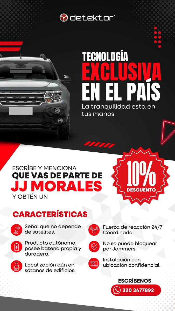 #Cali 

Cuide su vehículo con Detektor el cazador. Info WhatsApp