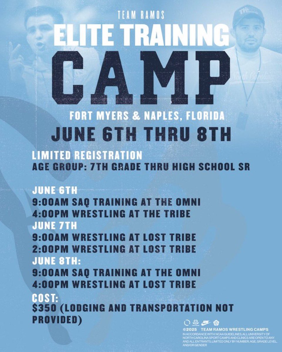 Off to Florida Thursday for the first Team Ramos Elite Camp!  Still some time to sign up. 

Registration: docs.google.com/forms/d/e/1FAI…