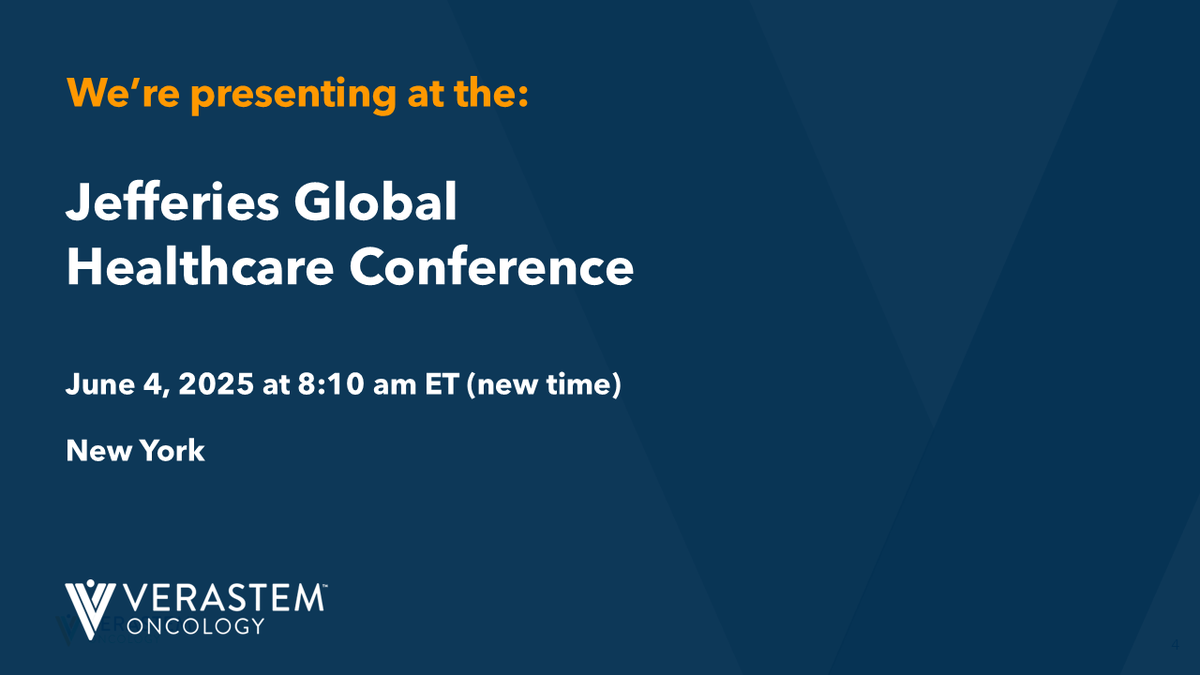 Our management team will be participating in a fireside chat at Jefferies Global Healthcare Conference tomorrow. We will recap our latest data updates from #ASCO25 and discuss our future clinical development plans.  $VSTM