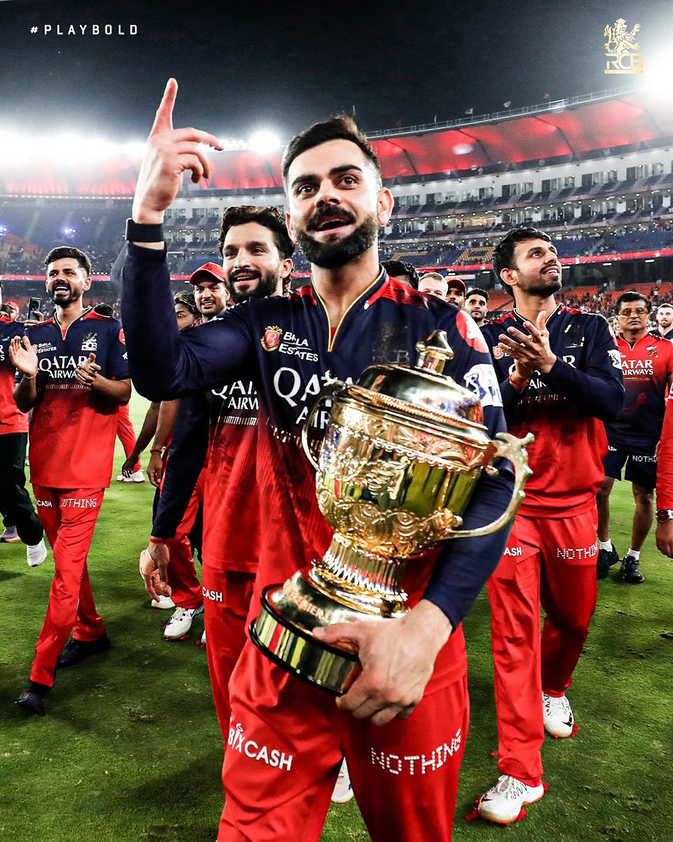 SiddarthSh60009's tweet photo. Waited 17 yrs like monks waiting for rain.
Through all heartbreaks, memes &amp; Monday blues.
But he @imVkohli stood tall, aged with the jersey, burned with the crest.🔥
RCB wasn’t a team. It was prophecy.
Today it rained red &amp; gold.🏆
The wait? Worth every second.⏳
#RCN #ViratKohli https://t.co/iMIhKe4uQe