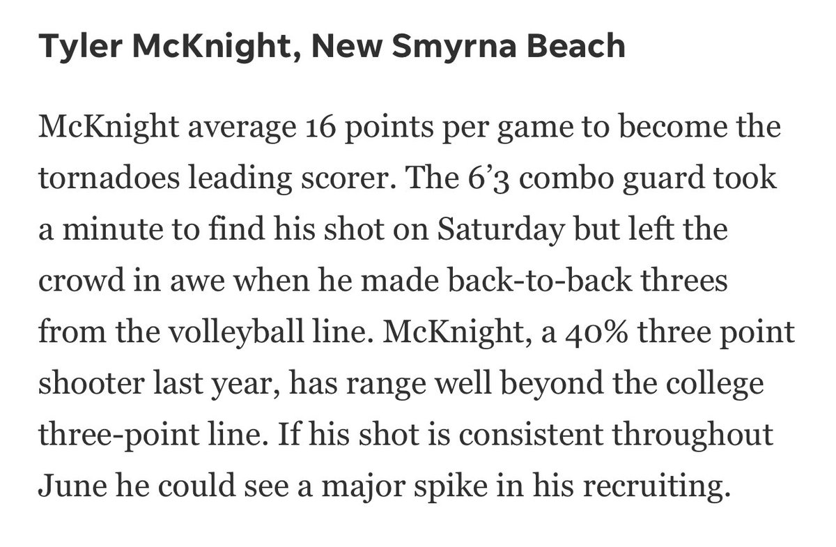 New Smyrna Beach Basketball (@nsbcudambb) on Twitter photo Great first weekend as a team at the Forest High School Shootout. Nice shoutout for <a href="/TylerMcKnight_3/">Tyler McKnight</a> Great first weekend as a team at the Forest High School Shootout. Nice shoutout for <a href="/TylerMcKnight_3/">Tyler McKnight</a>