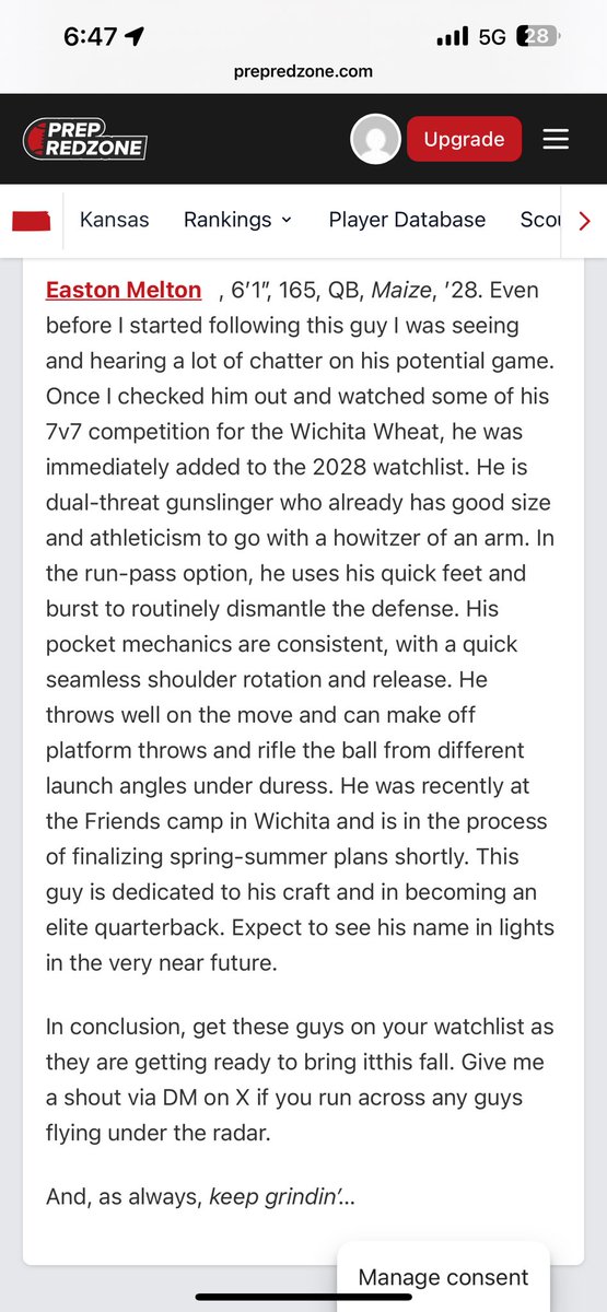 Easton Melton (@e3easton) on Twitter photo Thanks for the write up <a href="/PrepRedzoneKS/">Prep Redzone Kansas</a> <a href="/cargile_wade/">CoolDaddyO</a> this summer will bring big gains on the field and weight room excited to keep grinding and hit the field hard this fall 🏈💪
<a href="/MaizeHSFootball/">Maize Football</a> <a href="/PreWarWesley/">Coach Buckets</a> <a href="/Marchen44/">On Da Marc Sports🏈</a> <a href="/Eric_Torres4/">Coach Torres</a> <a href="/L_Armstrong3/">Logan Armstrong</a> <a href="/QBHitList/">QBHitList.com</a> Thanks for the write up <a href="/PrepRedzoneKS/">Prep Redzone Kansas</a> <a href="/cargile_wade/">CoolDaddyO</a> this summer will bring big gains on the field and weight room excited to keep grinding and hit the field hard this fall 🏈💪
<a href="/MaizeHSFootball/">Maize Football</a> <a href="/PreWarWesley/">Coach Buckets</a> <a href="/Marchen44/">On Da Marc Sports🏈</a> <a href="/Eric_Torres4/">Coach Torres</a> <a href="/L_Armstrong3/">Logan Armstrong</a> <a href="/QBHitList/">QBHitList.com</a>