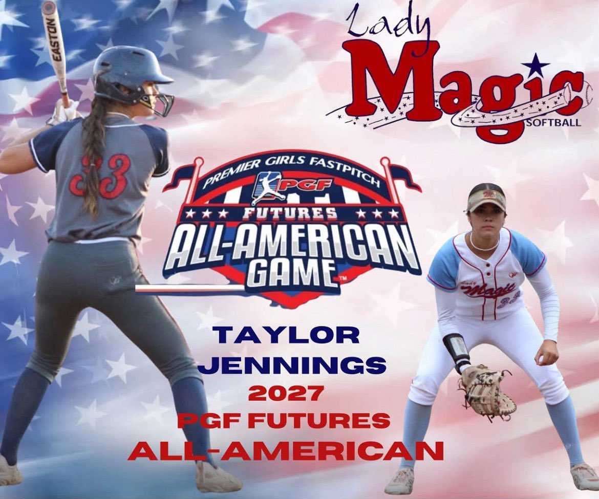 Taylor Jennings (@tj_jennings2027) on Twitter photo So grateful to be selected for the 2025 All American game!! So excited to compete against some great competition and play along side of the best!! <a href="/LadyMagicMunoz/">Lady Magic Munoz</a>
#allamerican #ladymagic #16u #classof2027 #lefty #la #pgf #pgfnetwork #ladymagicmunoz So grateful to be selected for the 2025 All American game!! So excited to compete against some great competition and play along side of the best!! <a href="/LadyMagicMunoz/">Lady Magic Munoz</a>
#allamerican #ladymagic #16u #classof2027 #lefty #la #pgf #pgfnetwork #ladymagicmunoz