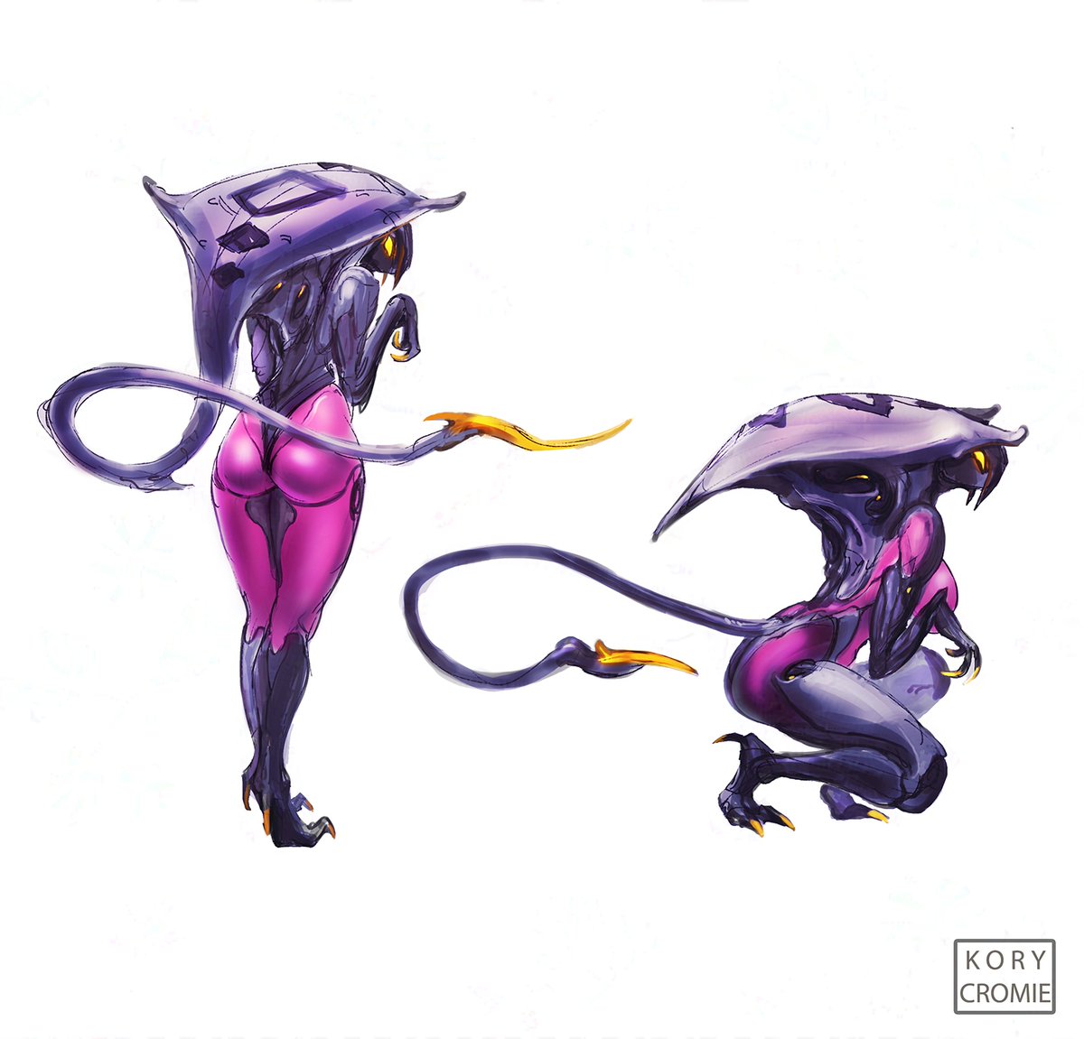 Wanted to try out some versions of a Cobra character I sketched earlier. Converged on Widowmakers color scheme before I knew it.