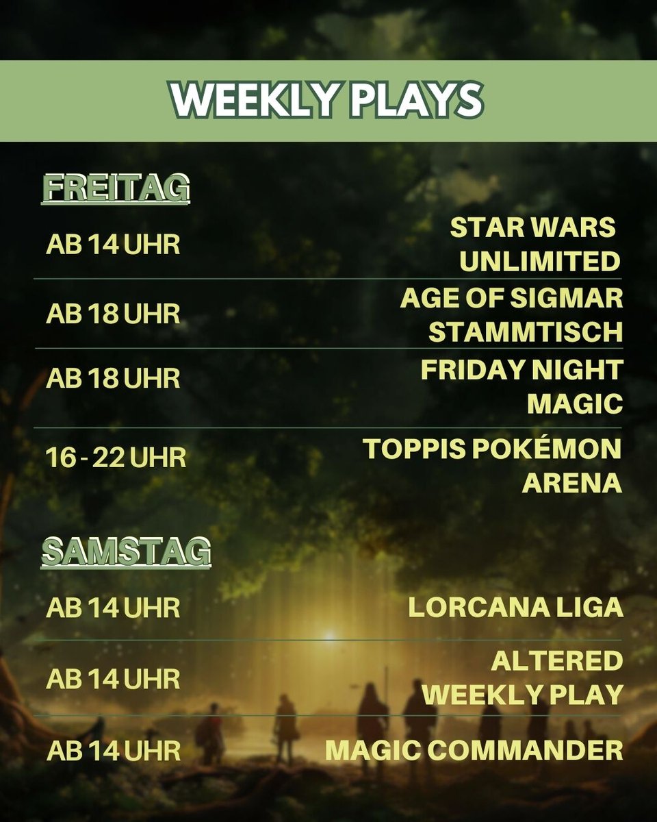 tabletop_dragon's tweet image. ⚔️ Epische Duelle warten auf euch! 🐲✨⁠
⁠
NEU: Toppi’s Pokémon Arena – freitags von 16 bis 22 Uhr!⁠
Trainieren, tauschen, kämpfen – für Trainer jeden Levels!⁠
⁠
#tabletopdragon #pokemon #magiccommander #alteredtcg #ageofsigmar #starwarsunlimited #lorcana #fantasy