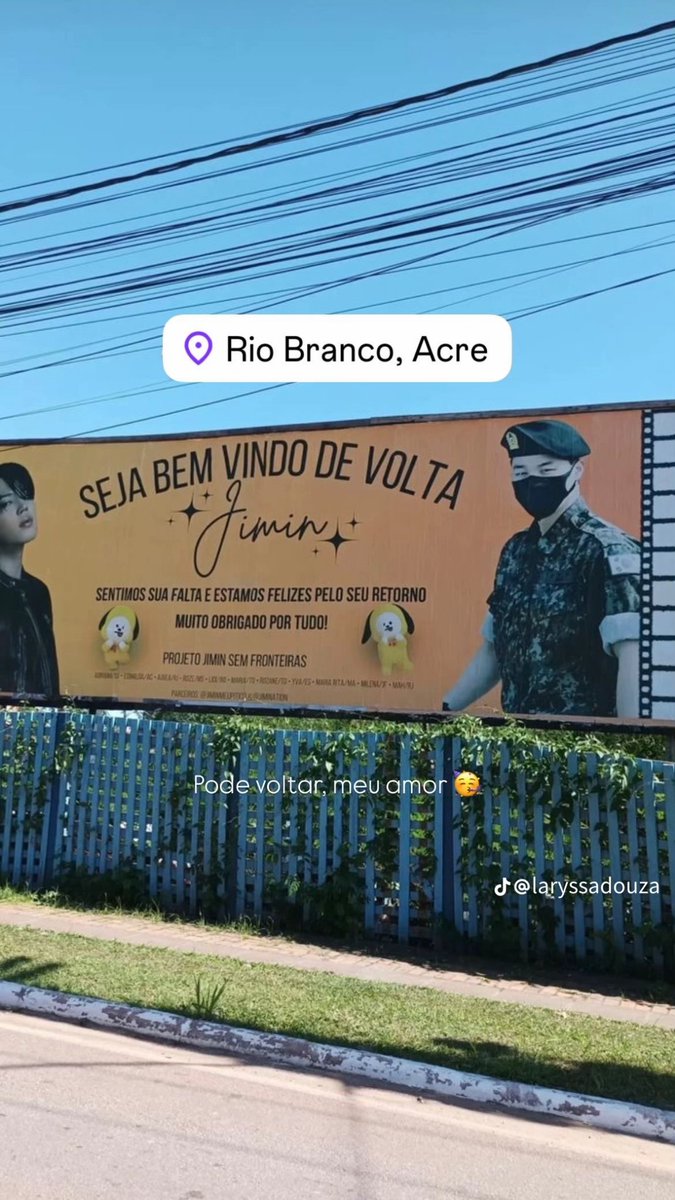 Um anúncio comemorativo da dispensa de Jimin foi instalado em Rio Branco,  Acre. \, image size:675x1200