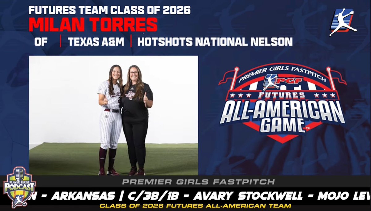 Milan Torres (@milantorres2026) on Twitter photo Honored to be selected as a PGF All-American Futures player! Excited to compete alongside so many talented athletes and proud to represent Texas A&M.👍🏽 #PGFAllAmerican #GigEm <a href="/hotshotsnation/">Hotshots Fastpitch</a> <a href="/PGFnetwork/">PGF</a> <a href="/SKG_Softball/">Seckinger Softball</a> <a href="/AggieSoftball/">Texas A&M Softball</a> <a href="/GDPsports/">Gwinnett Daily Post</a> Honored to be selected as a PGF All-American Futures player! Excited to compete alongside so many talented athletes and proud to represent Texas A&M.👍🏽 #PGFAllAmerican #GigEm <a href="/hotshotsnation/">Hotshots Fastpitch</a> <a href="/PGFnetwork/">PGF</a> <a href="/SKG_Softball/">Seckinger Softball</a> <a href="/AggieSoftball/">Texas A&M Softball</a> <a href="/GDPsports/">Gwinnett Daily Post</a>
