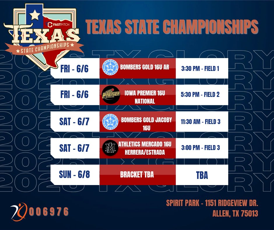 Come check us out at Spirit park!!! 
1st tournament of the season! <a href="/TexasGlory2026/">2026 Texas Glory</a>