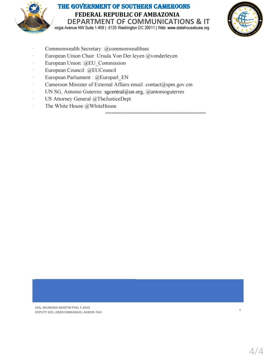 On widespread rape in Bui County, #Ambazonia, attached is a #PressRelease from the gov't of the <a href="/FRAOfficialPage/">Federal Republic of Ambazonia</a> 

<a href="/hrw/">Human Rights Watch</a> <a href="/CrisisGroup/">Crisis Group</a> <a href="/amnesty/">Amnesty International</a> <a href="/UN_HRC/">UN Human Rights Council</a> <a href="/HRC/">Human Rights Campaign Rapid Response</a> <a href="/HRCP87/">Human Rights Commission of Pakistan</a> <a href="/CIJ_ICJ/">CIJ_ICJ</a> <a href="/IntlCrimCourt/">Int'l Criminal Court</a> <a href="/USEmbYaounde/">U.S. Embassy Yaounde</a> <a href="/UKinCameroon/">UK in Cameroon🇬🇧🇨🇲</a> <a href="/GermanyUN/">Germany in the United Nations</a> <a href="/CanadaCameroon/">Canada in Cameroon</a> <a href="/BBCAfrica/">BBC News Africa</a> <a href="/AfricanArchives/">AFRICAN & BLACK HISTORY</a> <a href="/VOAAfrica/">VOA Africa</a>